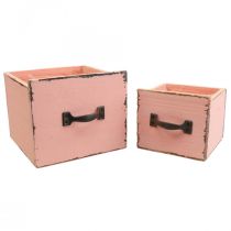 Bac à plantes tiroir bois Pêche 12,5/16cm lot de 2