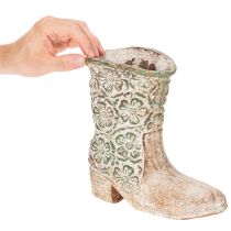 Article Pot de fleurs en forme de botte de cowboy, motif floral vintage, 24 cm