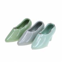 Chaussure de planteur pour femmes en céramique turquoise, vert, bleu gris assorti 14 × 5cm H7cm 6pcs