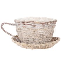 Article Tasse en panier avec soucoupe décorative, grande décoration de table 34 cm