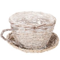Article Tasse en panier avec soucoupe décorative, grande décoration de table 34 cm