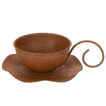 Article Pot et soucoupe vintage couleur rouille, Ø 17,5 cm H 6 cm