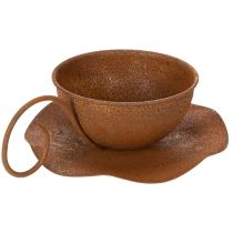 Article Pot et soucoupe vintage couleur rouille, Ø 17,5 cm H 6 cm