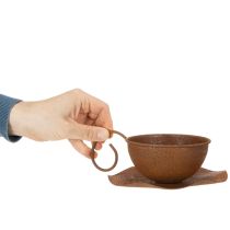 Article Pot et soucoupe vintage couleur rouille, Ø 17,5 cm H 6 cm
