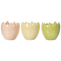 Article Pot de fleurs à motif d'œuf de Pâques pour une décoration printanière élégante, 10 cm, lot de 3