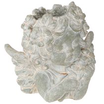 Article Pot de fleurs en pierre moulée représentant un ange, décoration funéraire, 19,5 × 12 × 19,5 cm
