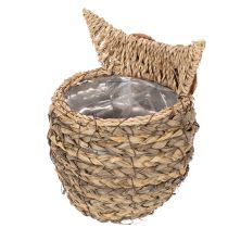 Article Panier décoratif en forme de hibou, tressé à la main, pour rebord de fenêtre, 18 cm