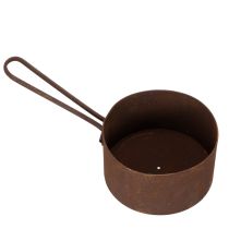 Article Pot de fleurs en métal, jardinière, bac couleur rouille, objet décoratif, Ø 20 cm H 11 cm