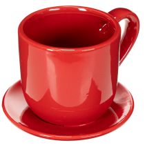 Article Grande tasse décorative avec soucoupe, pouvant servir de pot de fleurs, 17 cm