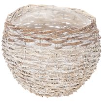 Article Panier rond tressé, grand panier décoratif pour plantations, 23 cm