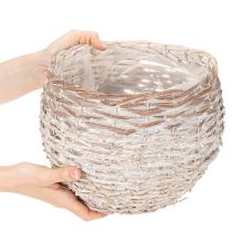 Article Panier rond tressé, grand panier décoratif pour plantations, 23 cm