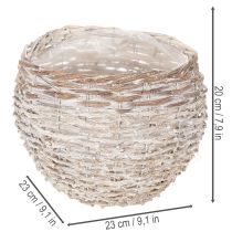 Article Panier rond tressé, grand panier décoratif pour plantations, 23 cm