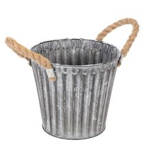 Article Pot de fleurs en métal, pot décoratif avec poignées, cache-pot Ø16,5 cm