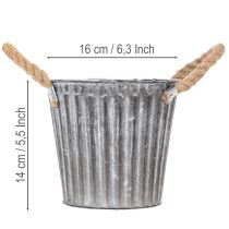 Article Pot de fleurs en métal, pot décoratif avec poignées, cache-pot Ø16,5 cm