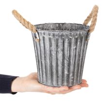 Article Pot de fleurs en métal, pot décoratif avec poignées, cache-pot Ø16,5 cm
