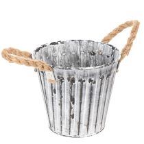 Article Pot de fleurs avec poignées, jardinière en métal, pot décoratif pour plantation Ø14,5 cm