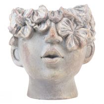 Article Cache-pot visage jardinière buste aspect béton H14cm