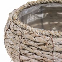 Panier à plantes cache-pot rond blanc lavé Ø22cm H13cm