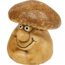 Champignon décoratif en céramique avec visage marron H6,5cm 3pcs