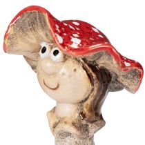 Article Figurine décorative en forme de bouchon de champignon, fille et garçon, amanite tue-mouches avec visage, 13 cm, lot de 2