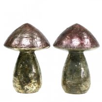 Champignons décoratifs décoration automne rose verre Ø9cm H13,5cm 2pcs