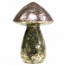 Article Champignons décoratifs décoration automne rose verre Ø9cm H13,5cm 2pcs