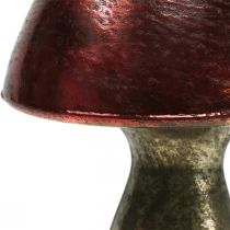 Déco champignon rouge gros métal déco automne Ø14cm H23cm