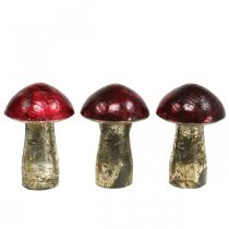Déco champignons métal rouge déco automne décoration de table Ø6.5cm H10cm 3pcs