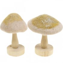 Déco champignon bois, feutre à paillettes décoration de table Avent H11cm 4pcs