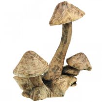 Groupe de champignons, bois de paulownia, décoration automne, sculpture bois H33cm L30cm