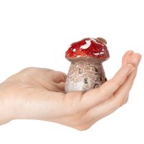 Article Décoration de maison champignon, amanite tue-mouches miniature de 6 cm, 2 pièces