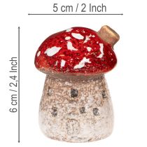 Article Décoration de maison champignon, amanite tue-mouches miniature de 6 cm, 2 pièces