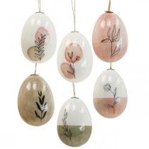 Oeufs de Pâques en plastique à suspendre Ostedeko Ø5cm H7cm 6pcs