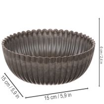 Article Bol côtelé, anthracite, bol décoratif, rond, 15 cm, 2 pièces