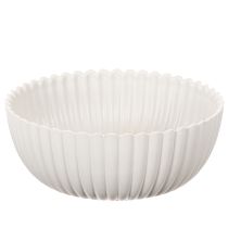 Article Bol rond côtelé blanc pour une décoration polyvalente, 15 cm, 2 pièces