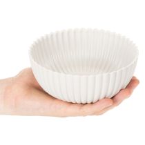Article Bol rond côtelé blanc pour une décoration polyvalente, 15 cm, 2 pièces