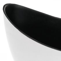 Bol décoratif, ovale, blanc, noir, bateau de plantation en plastique, 24cm