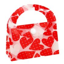 Sac en plastique motif coeur 9 x 9,5 x 3,5 cm 10 p.