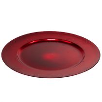 Assiette en plastique Ø33cm rouge effet vitrifié