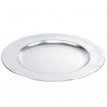 Article Assiette en plastique argenté Ø33cm avec effet vernis
