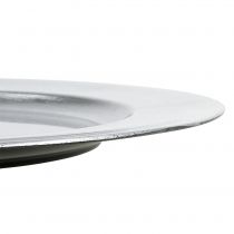 Article Assiette en plastique argenté Ø33cm avec effet vernis