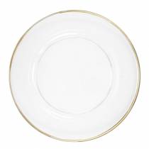 Article Assiette décorative bord doré plastique transparent Ø33cm