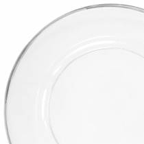 Assiette décorative bord argenté plastique transparent Ø33cm