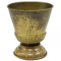 Jardinière vintage métal coupe vase laiton Ø11.5cm H13.5cm