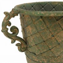 Coupe à planter, calice avec anses, vase en métal aspect antique Ø15,5cm H23,5cm