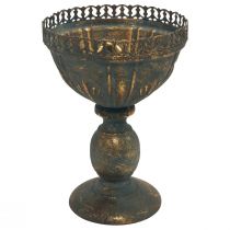 Coupe vase métal décoration coupe doré gris antique Ø15,5cm H22cm