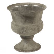 Vase coupe bol décoratif en métal gris antique Ø13,5cm H15cm