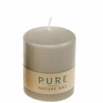 Article Bougie pilier Pure marron 90/70 bougie durable stéarine et cire naturelle de colza
