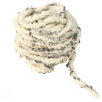 Article RAW cordon laine de mouton et jute cordon de laine feutre blanc gris 10m