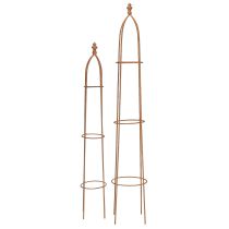 Article Obélisque en métal aspect rouille avec treillis, 69/86 cm, lot de 2